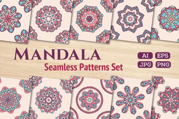 10 Seamless Mandala Vector Patterns: A Versatile Design Resource for Creative Projects