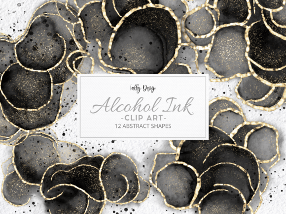 Black Alcohol Ink Golden Foil Clip Art β Creative Possibilities for Every Project