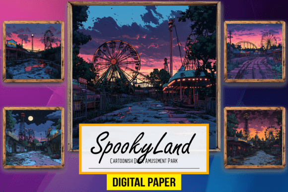 Cartoonish Dusk Amusement Park Backdrop: Creative Power with Practical Insight