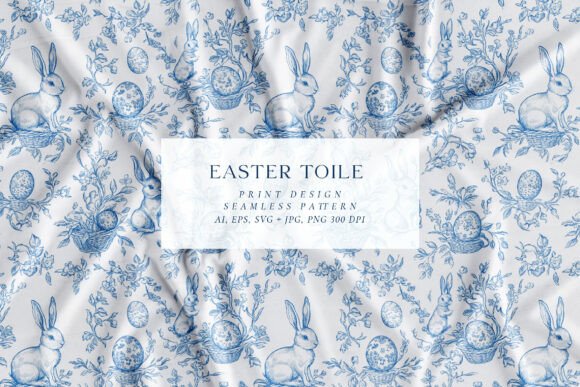 Elegant Easter Designs with the Timeless Blue Toile Seamless Pattern