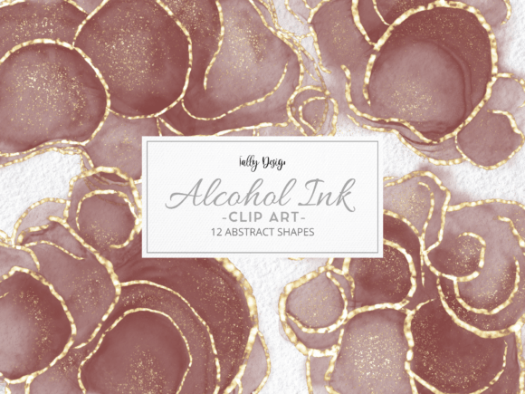 Elegant Rose Gold Alcohol Ink Clip Art: A Versatile Design Resource