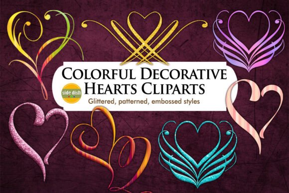 Enhance Your Designs with Colorful Decorative Hearts Cliparts