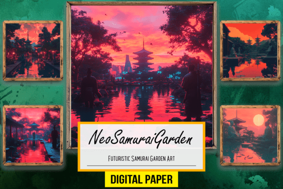 Futuristic Samurai Garden Art Backgrounds
