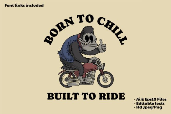 Rev Up Your Brand Identity with the Retro Funny Gorilla Riding a Motorcycle Logo