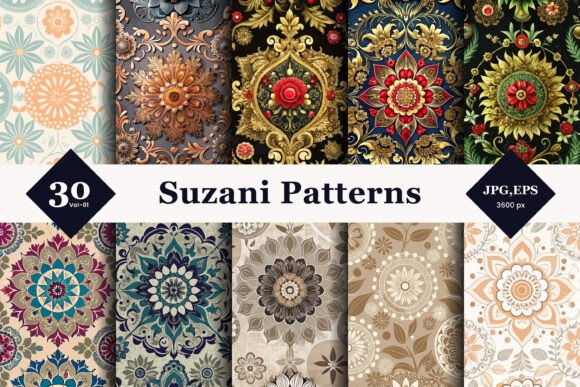 Suzani Style Seamless Patterns 03: Timeless Elegance for Modern Design