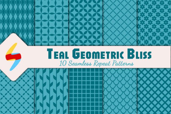 Teal Geometric Bliss – Seamless Patterns for Creative Expression Across Industries