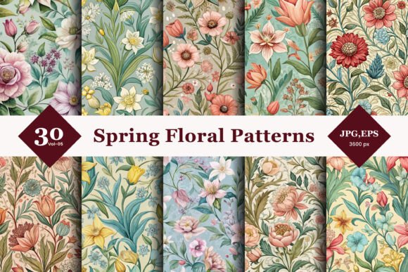 Transform Your Creative Palette with Spring Floral Seamless Patterns 05