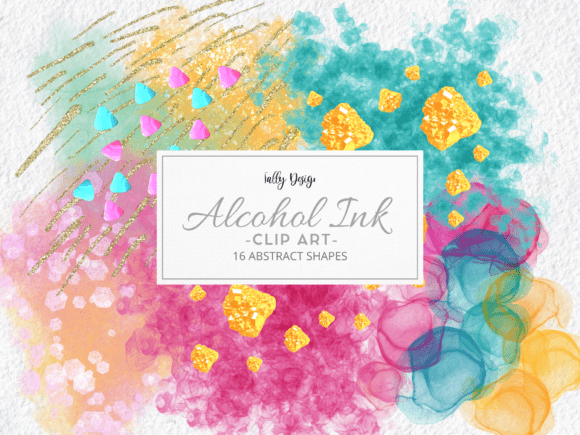 Unlock Creativity with Colorful Alcohol Ink Glitter Clip Art