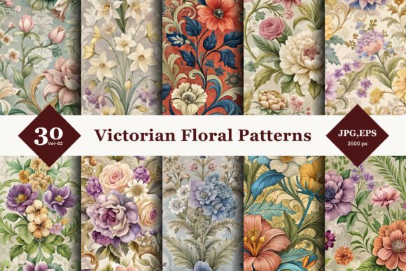 Vintage Floral Artistry: Exploring Victorian Floral Seamless Patterns 02