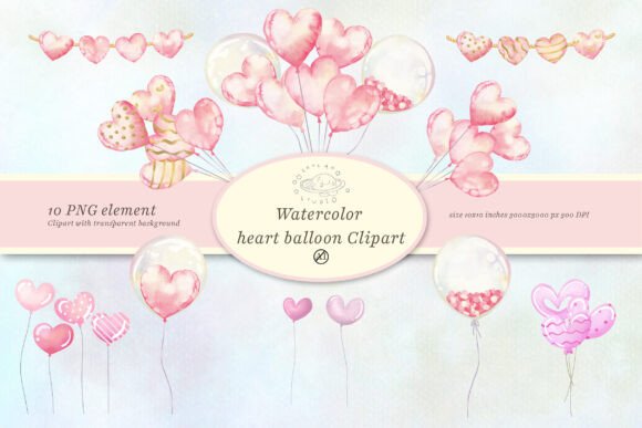 Watercolor Heart Balloon Clipart: A Versatile Design Resource for Modern Creatives